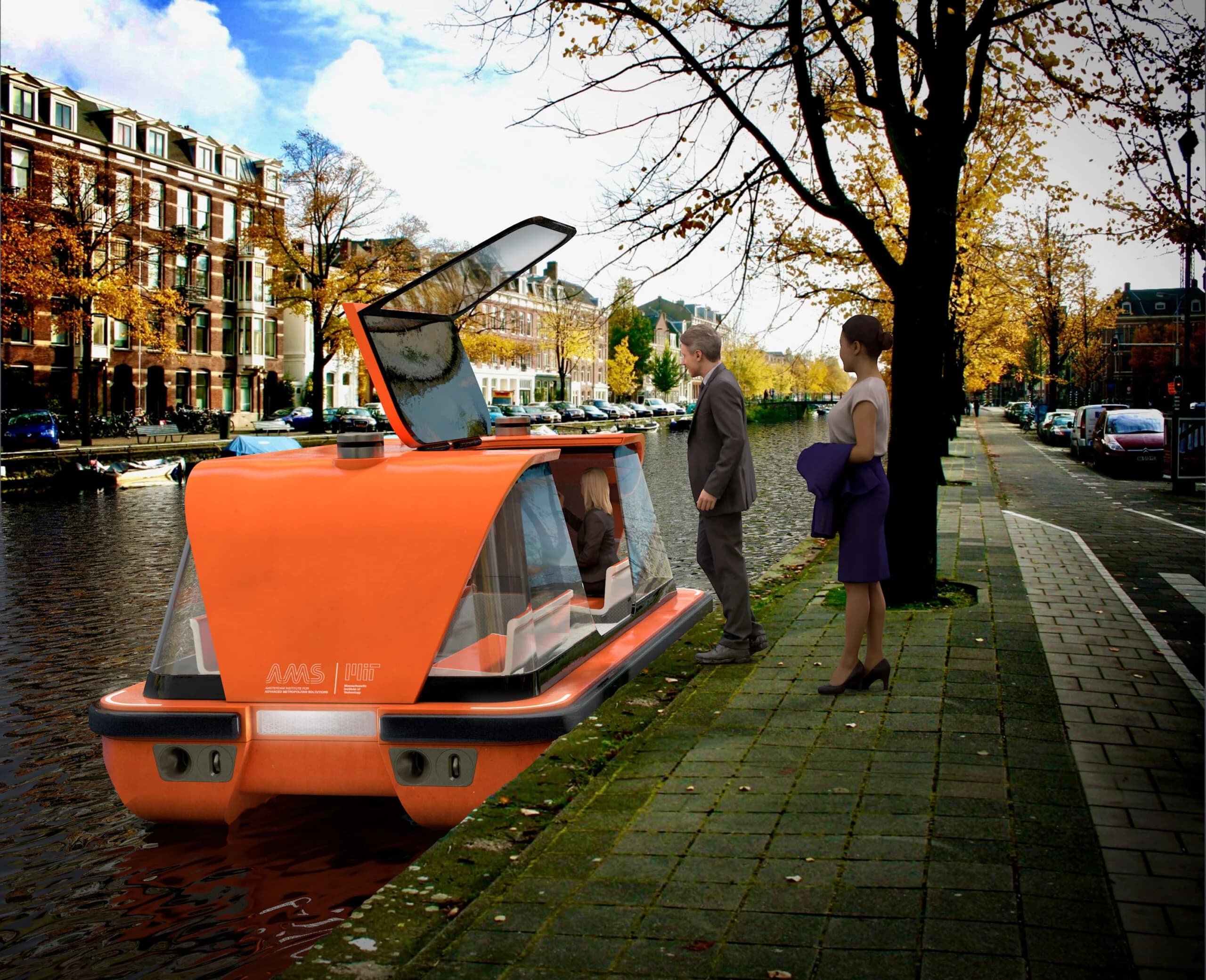 Concept render of the Roboat watertaxi, developed with MIT and AMS Institute.