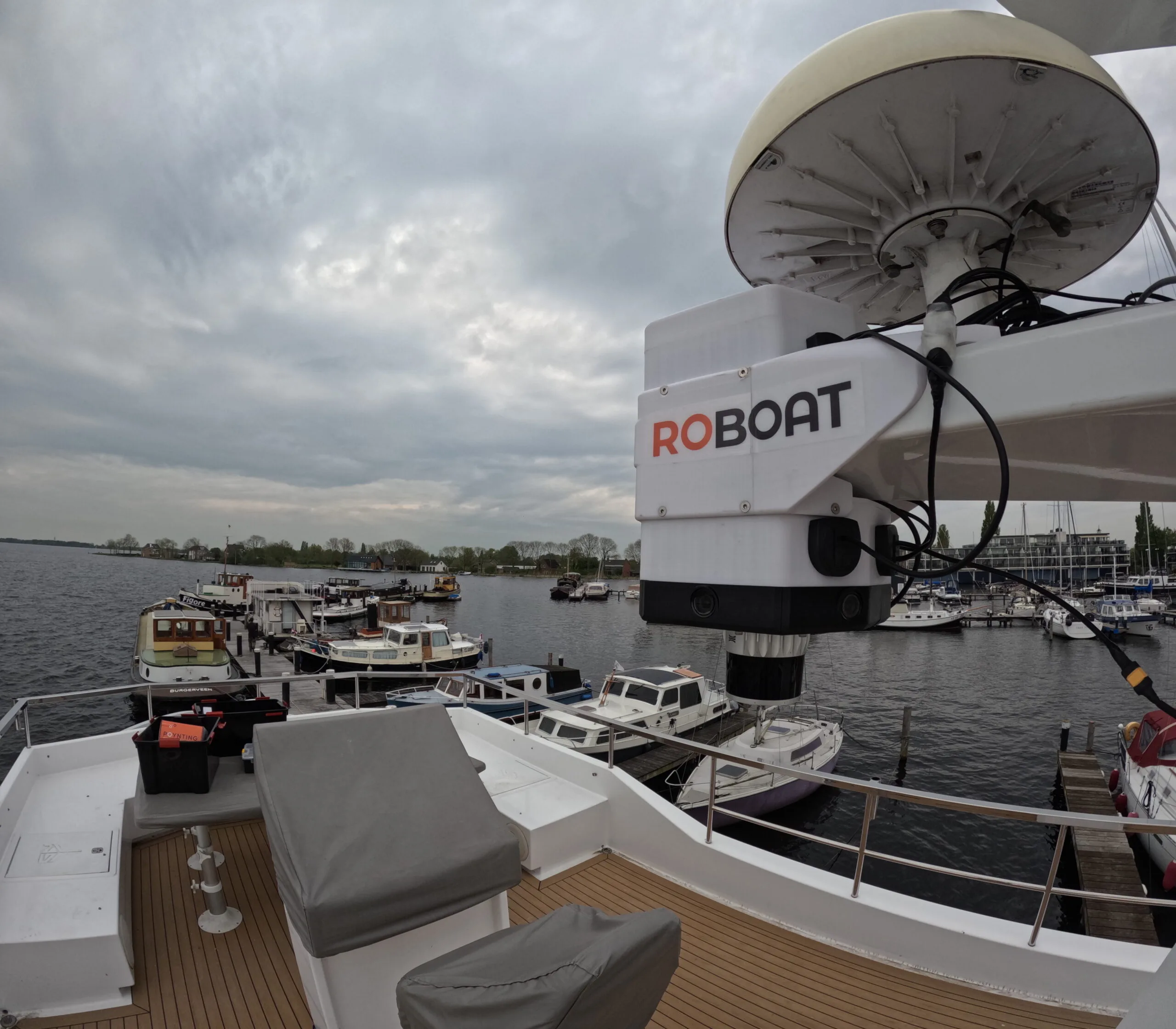 Roboat's sensor and compute system mounted on the Praxis Automation vessel.