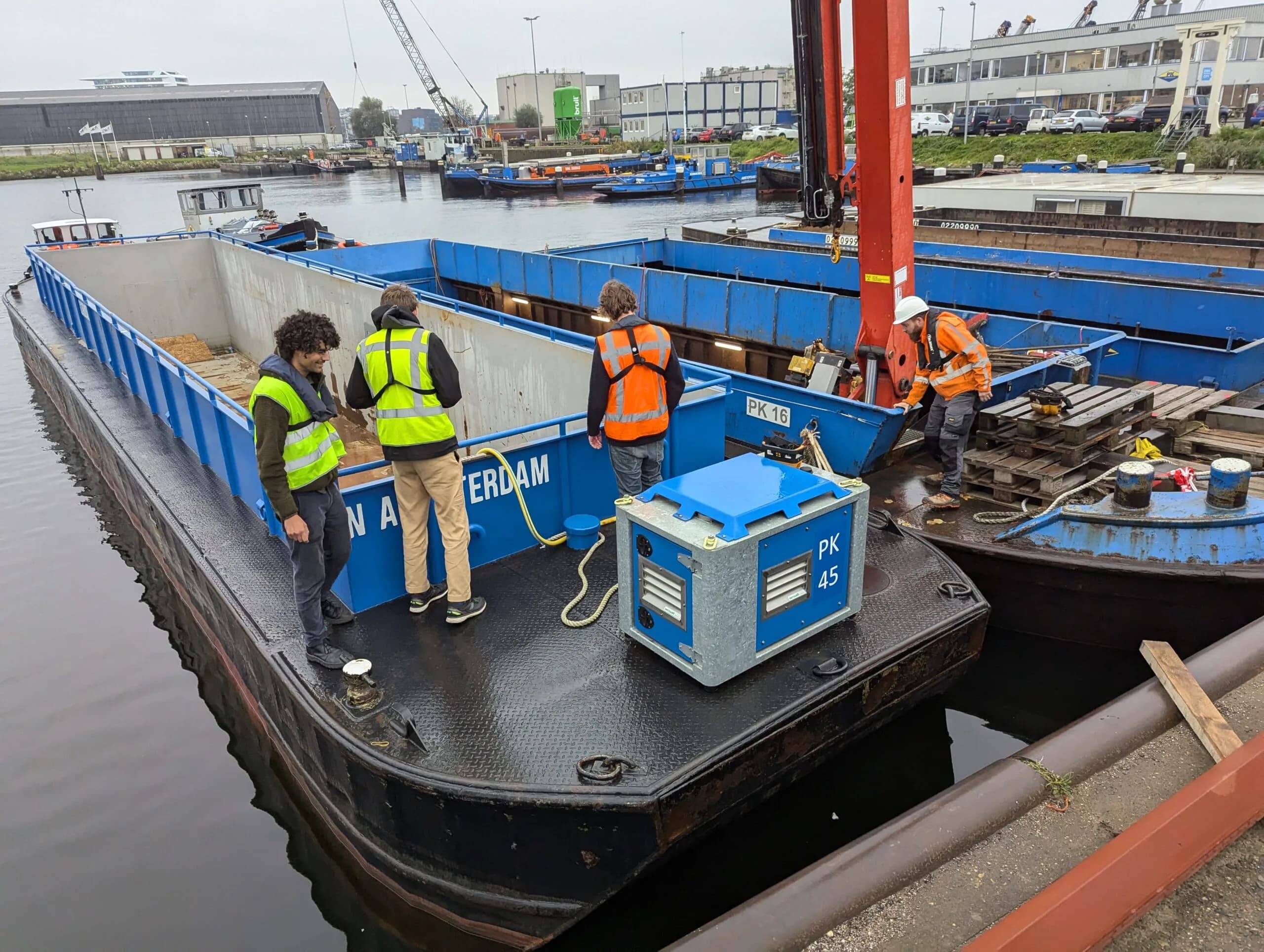 The team at work on the Zoev City barge deployment.